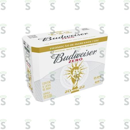  Cerveja Budweiser Zero Álcool Lata 350ml - Pacote Com 8un - 2.8lt