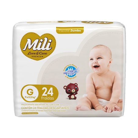 Fralda Mili Love & Care Jumbo Tam. G - Com 24 Fraldas