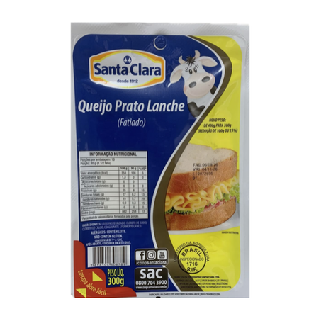 Queijo Prato Fatiado Santa Clara 300g