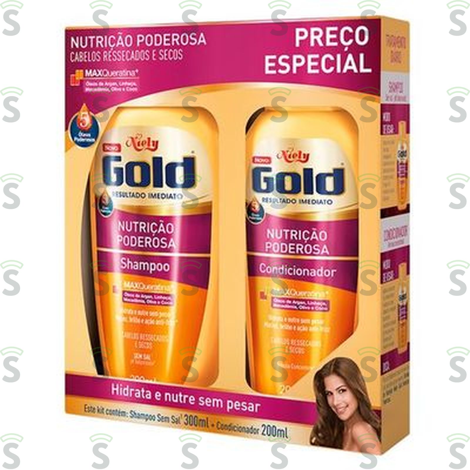 Kit Shampoo 300ml + Condicionador 200ml Niely Gold Nutrição Poderosa Caixa com 2un - 450ml