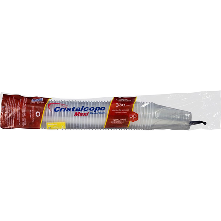Copo Descartável Cristalcopo 330ml - Transparente - Com 50 Copos