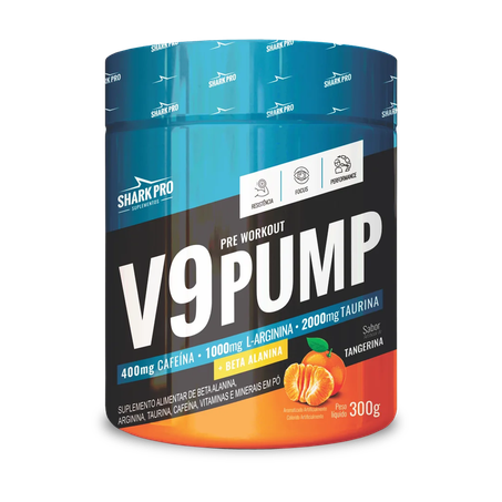 Suplemento Shark Pro V9 Pump Pré-treino Refrigerante de Laranja 300g