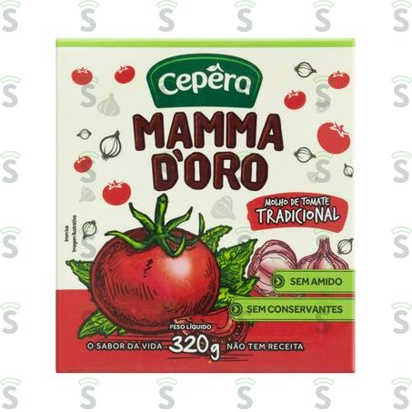  Molho de Tomate Tradicional Cepêra Mamma D'oro Caixa 320gr