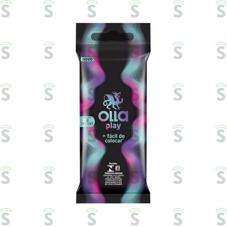  Preservativo Masculino Lubrificado Play Olla Pacote 6 Unidades