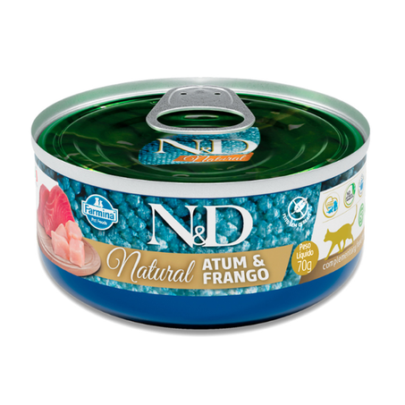 Ração Úmida N&D Natural Gatos Adultos Atum e Frango 70 g