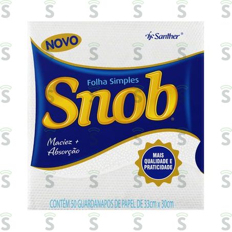  Guardanapo de Papel Snob 33cm x 30cm Pacote 50 Unidades