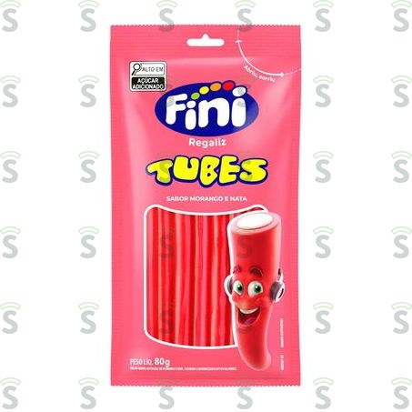  Bala Gelatina Fini Tubes Morango 80g