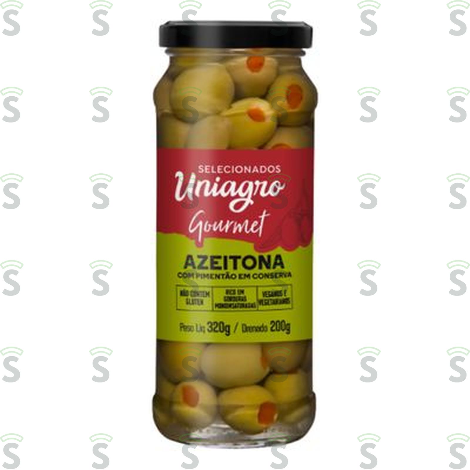 Azeitonas Verdes Uniagro Recheada com Pimentão Vidro 200G
