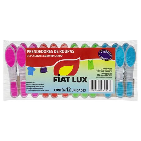 Prendedor para Roupa Fiat Emborrachado - Com 12 Prendedores - Ref. PR-05