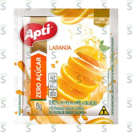 Refresco Em Pó Apti Zero Laranja Embalagem 8g