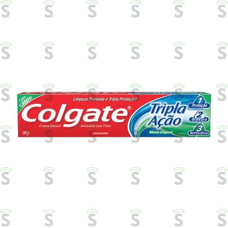  Creme Dental Anticárie Com Flúor Colgate Tripla Ação Menta Caixa 180gr