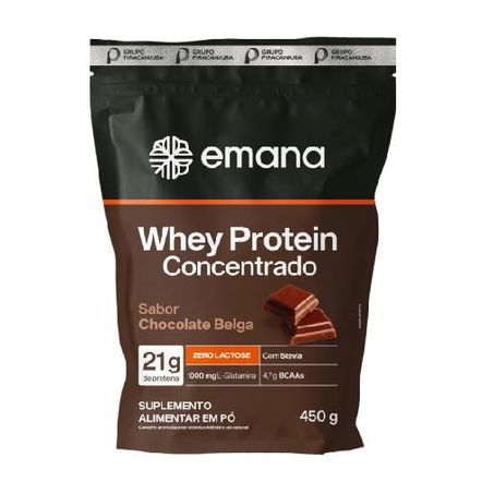 Suplemento Whey Protein Emana Chocolate Belga 450g