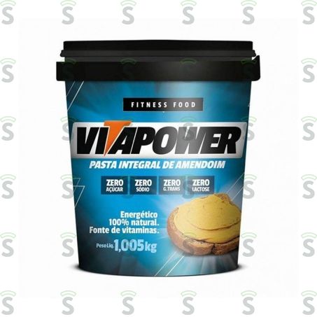  Pasta de Amendoim Integral Zero Lactose Zero Açúcar Vitapower Pote 1.005kg