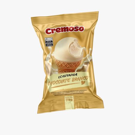 SORVETE CREMOSO LOIRINHA CHOCOLATE BRANCO PACOTE 70G