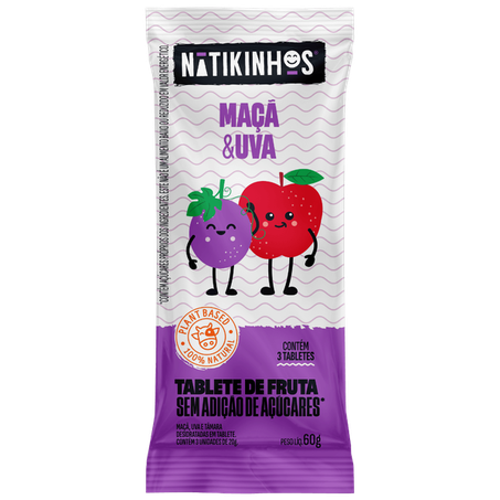 TABLETE MAÇA UVA 60G - NATIKOS