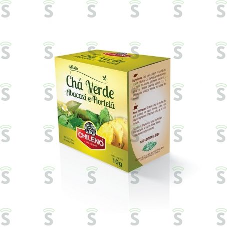  Chá Misto Chileno Chá Verde, Abacaxi, Hortelã e Erva-mate Caixa Com 10un - 10gr