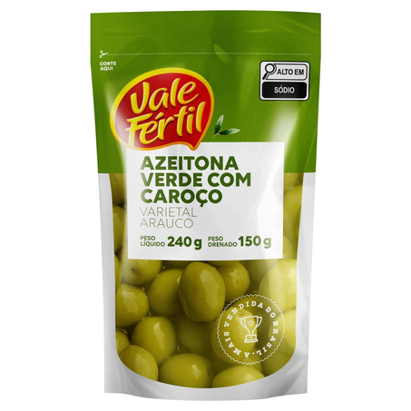 Azeitona Verde Vale Fértil 150g - Com Caroço - Sachê