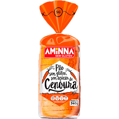 Pão Aminna 340g - Zero Açúcar - Sem Glúten - Cenoura