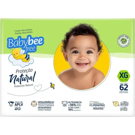 Fralda baby bee free proteção natural xg 62un