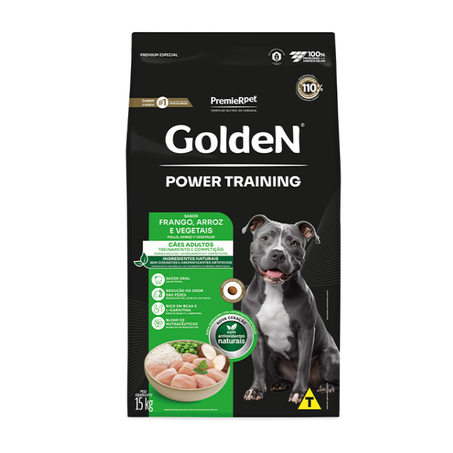 Ração Golden Power Training para Cães Adultos Frango e Arroz 15Kg