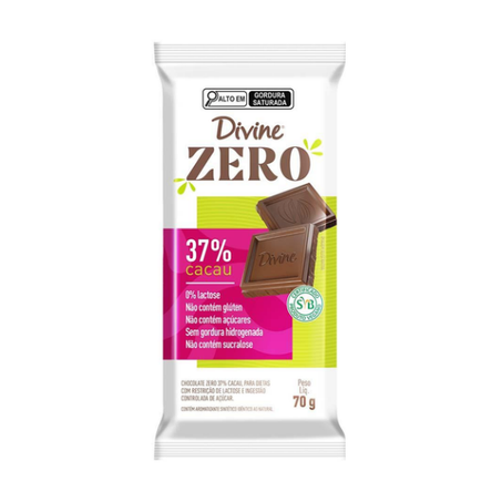 Chocolate barra divine 37% cacau zero 70g
