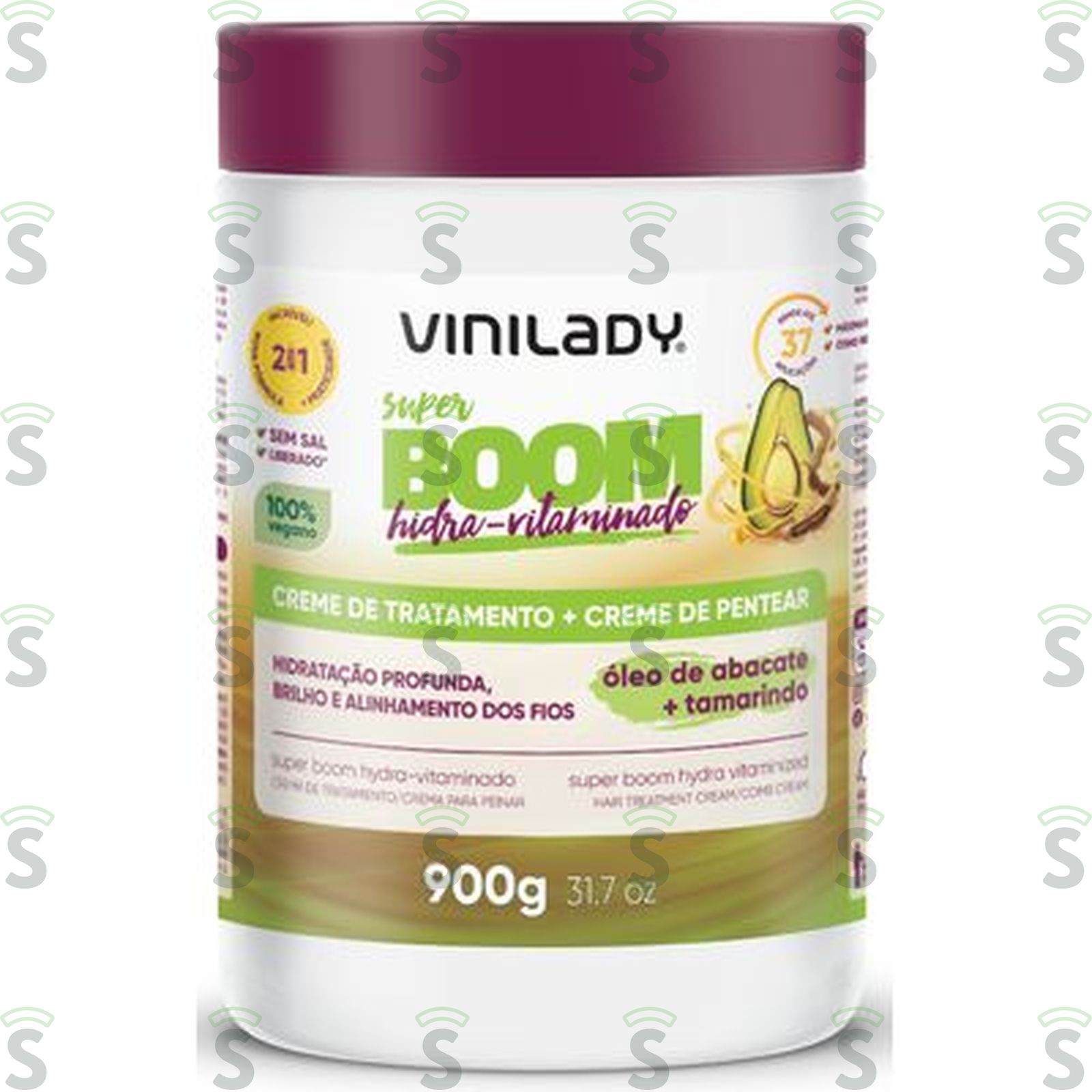 Creme de Tratamento + Creme de Pentear Vinilady Super Boom Hidra-Vitaminado Pote 900gr