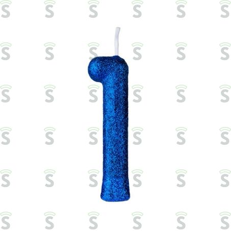  Vela de Aniversário Regina Cintilante Azul Nº1 Embalagem 1un