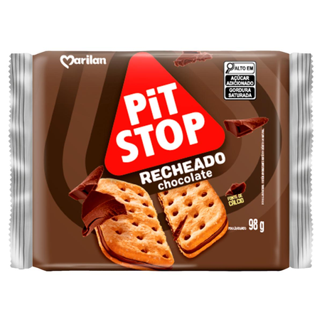 Biscoito Pit Stop Marilan 98g - Recheado - Chocolate