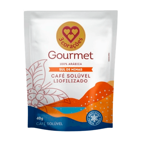 Café 3 Corações Solúvel Lioflizado Sul De Minas Sachê 40g 
 