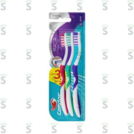  Escova Dental Condor Dynamic Embalagem Leve 3 Un Pague 2 Un 3un