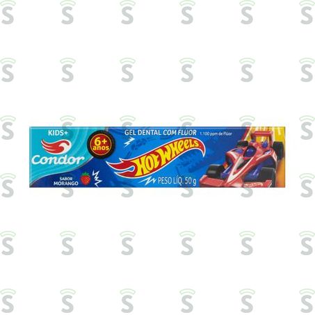  Gel Dental Com Flúor Condor Kids+ Morango Hot Wheels Caixa 50gr