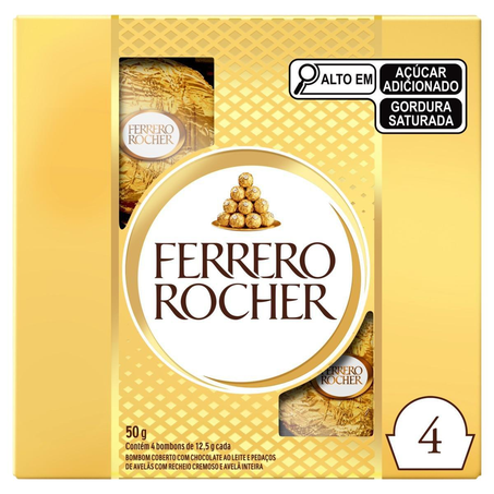 Bombom Ferrero Rocher 50g - Com 4 Bombons