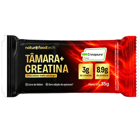 Barra de Tâmara Nature Food Tech com Creatina Creapure e Cobertura Sabor Chocolate Meio Amargo 35g