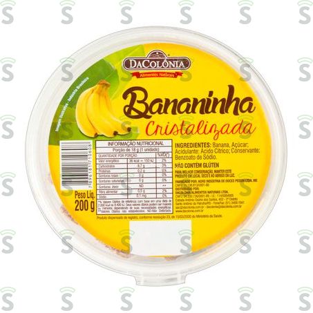  Bananinha Cristalizada Dacolônia Pote 200g