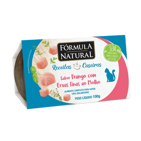 Ração Úmida Fórmula Natural Receita Caseira Gatos Frango com Ervas Finas a Molho 100g