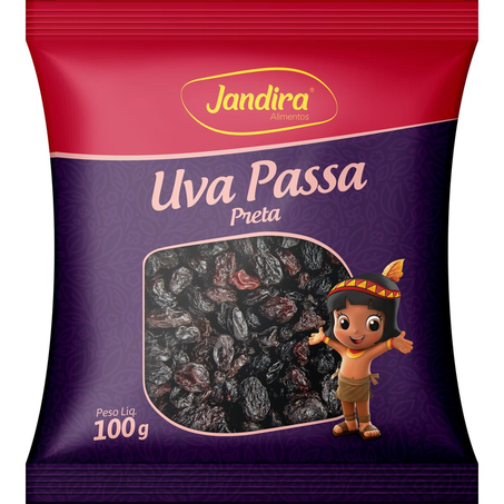 Uva-passa Jandira 100g - Preta - Pacote