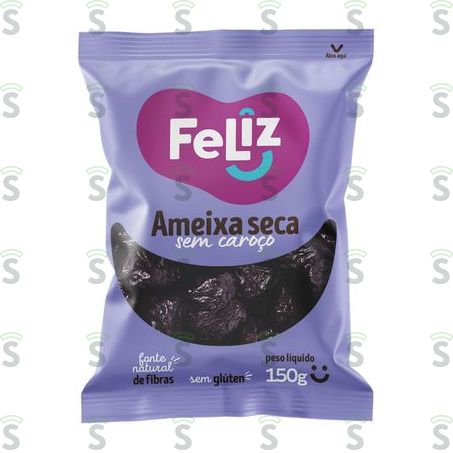  Ameixa Preta Seca Sem Caroço Feliz Embalagem 150g