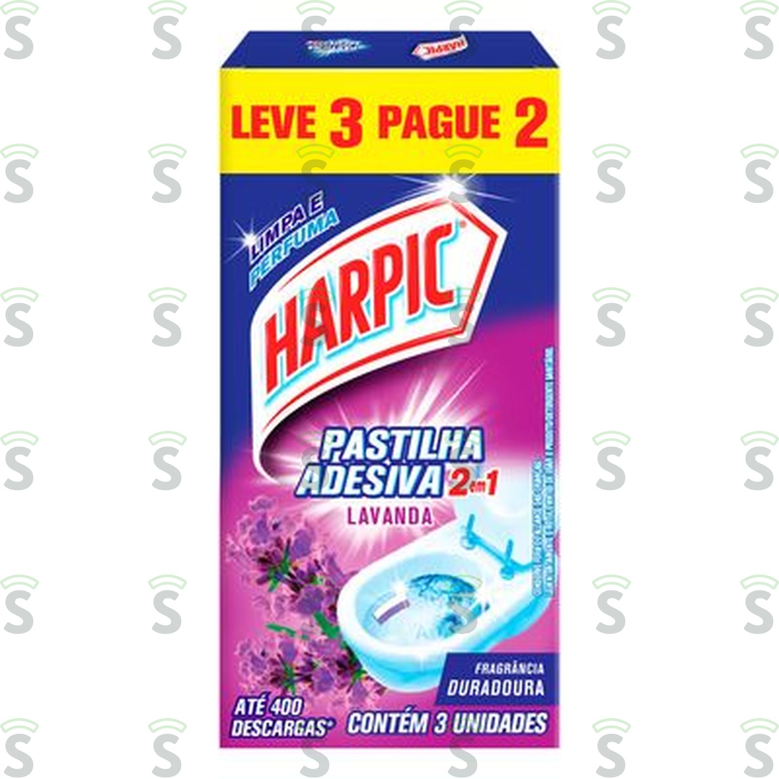 Pastilha Adesiva Harpic Lavanda Oferta 3UN