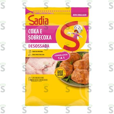  Coxa Com Sobrecoxa de Frango Sadia Desossada Congelada Embalagem 1kg