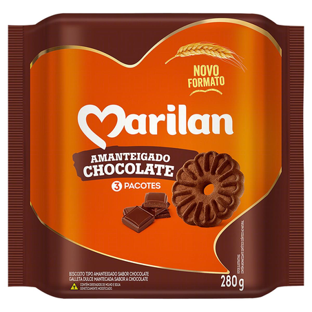 Biscoito Amanteigado Marilan 280g - Chocolate
