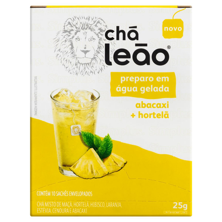 Chá Leão 25g - Abacaxi e Hortelã - Com 10 Saquinhos