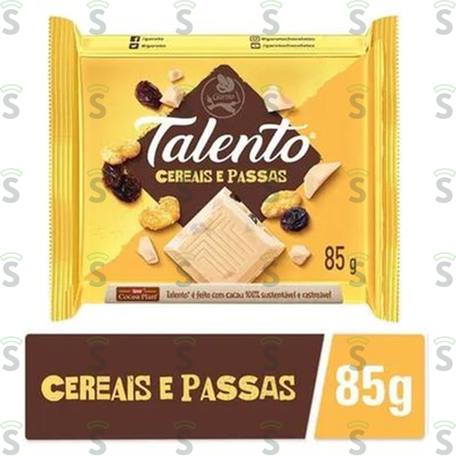Chocolate Branco com Cereais E Passas Garoto Talento Pacote 85G