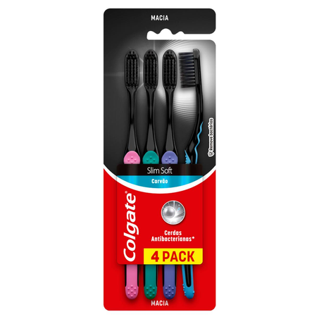Escova Dental Colgate Slim Soft - Black - Com 4 Escovas