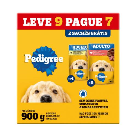Ração Úmida Pedigree Carne e Frango Sachê 100g Leve 9 Pague 7