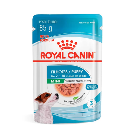 Sache Ração Úmida Royal Canin Sachê Mini Puppy para Cães Filhotes de Porte Pequeno 85Gr
