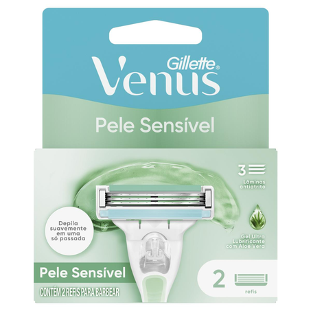 Carga Vênus Gillette Pele Sensível - Com 2 Cargas