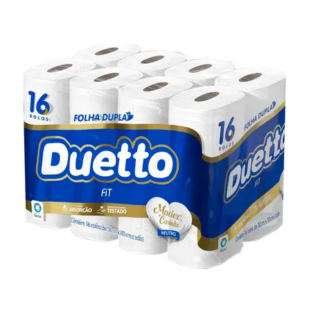 PAPEL HIGIÊNICO DUETTO FIT FOLHA DUPLA PACOTE  LEVE 16 PAGUE 15 30M