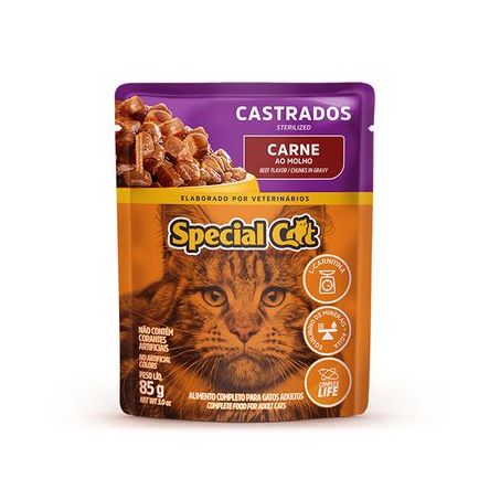 RACAO SPECIAL CAT GARFIELD CASTRADO CARNE MOLHO85