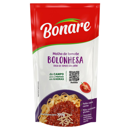 Molho de Tomate Bonare 300g - Bolonhesa - Sachê