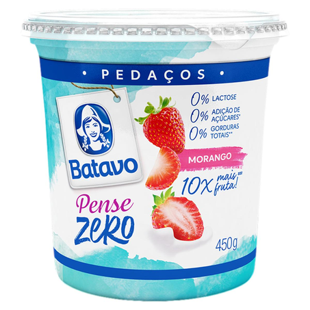 Iogurte Pense Zero Batavo 450g - Zero Lactose - Pedaços - Morango
